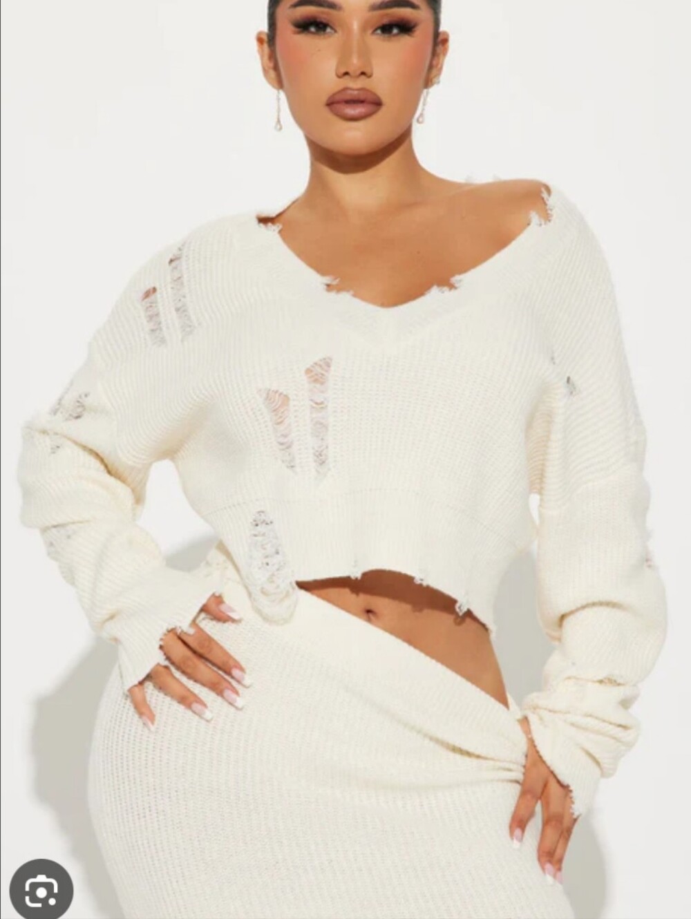 Fashion Nova Aurora Sweater Skirt Set Knit Maxi Skirt in Cream Plus Size 2X NWT - Picture 16 of 16